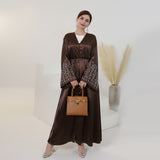 Satin Open Abaya with Pear Embroidered Sleeve