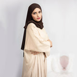 Satin Three Piece Abaya Set Beige