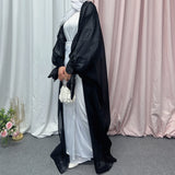 Organza Open Abaya with Tie Sleeves