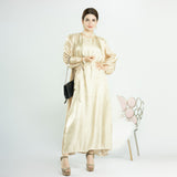 Satin Abaya Set Beige