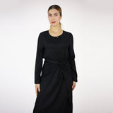 Black Linen Abaya Set