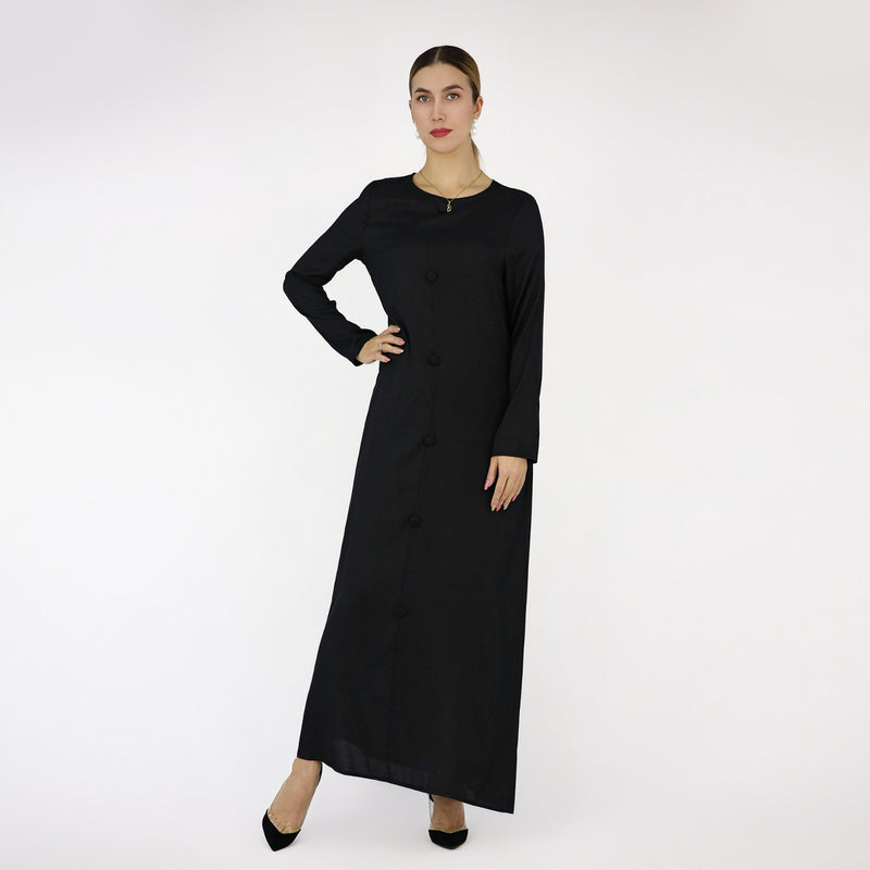 Black Linen Abaya Set