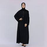 Black with Overlocking Stitch Abaya Set