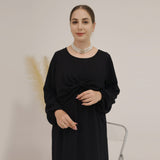 Black Tie Front Closed Abaya