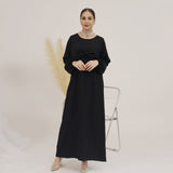 Black Tie Front Closed Abaya