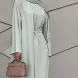 Mint Green Abaya Set with Pearl