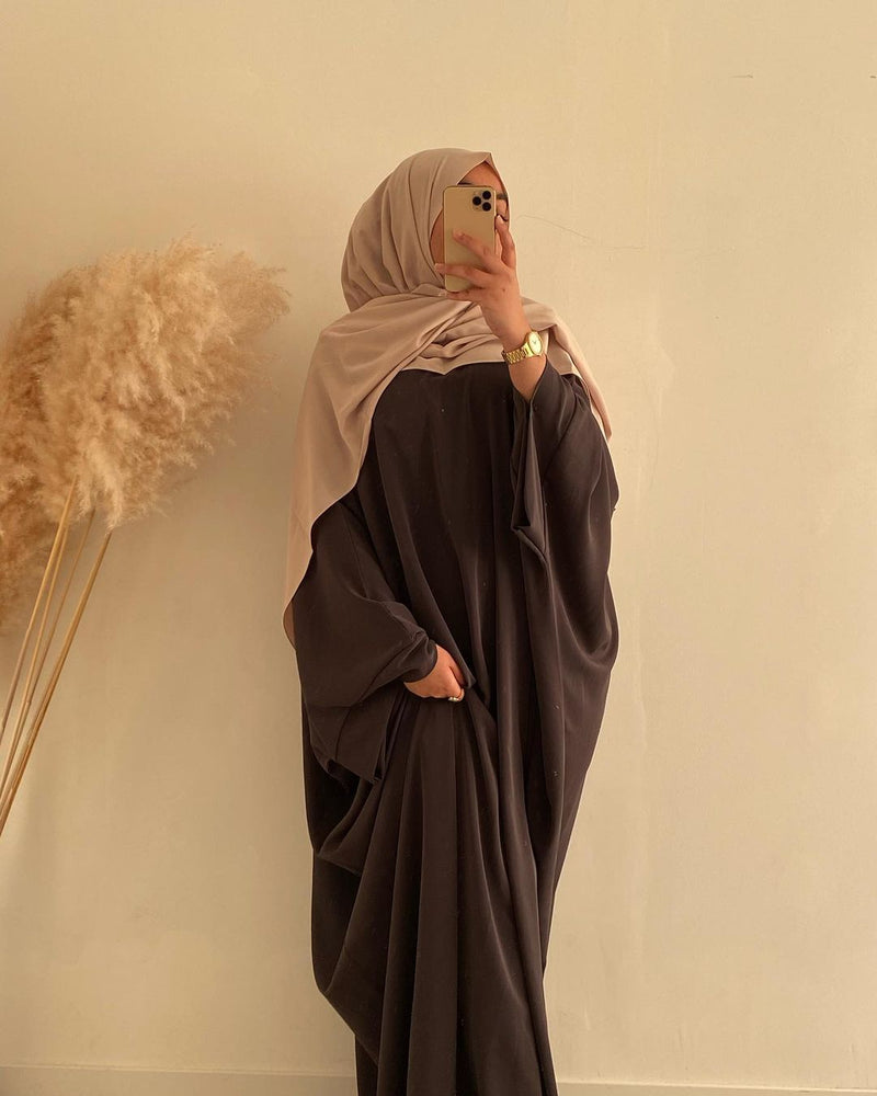 Butterfly Sleeves Closed Abaya Army Green