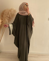 Butterfly Sleeves Closed Abaya Army Green