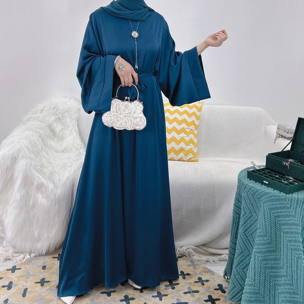 Navy Satin Closed Abaya