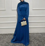 Navy Soft Satin Closed Abaya